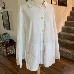 Eileen Fisher White Button-Up Jacket 2X